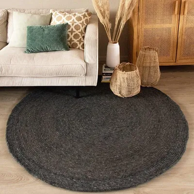 Image de Volero - Tapis en laine rond - Wise Anthracite - Ø 150 cm