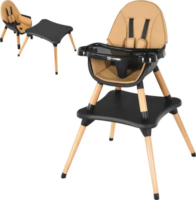 Produktbild von COSTWAY 4-in-1 Babyhochstuhl, Hochstuhl & Essstuhl & Kinderstuhl & Kindersitzgruppe, Kinderhochstuhl höhenverstellbar, Babystuhl, Kombihochstuhl mit Sicherheitsgurt und abnehmbares Tablett (Braun)