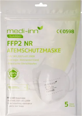 Produktbild von Medi-Inn Atemschutzmasken FFP2 weiß ohne Ventil 4-lagig (1 x 5 Stück)