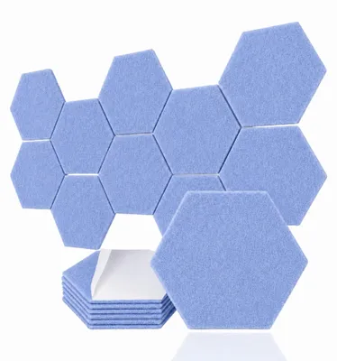 Produktbild von Akustikplatten Filz selbstklebend, 12 Stück Schallschutz Akustikpaneele Hexagon Hellblau 24 Stück