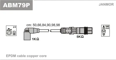 Produktbild von JANMOR ABM79P Zündkabelsatz Zündleitungssatz für VW Transporter IV Bus (70B, 70C, 7DB, 7DK, 70J, 70K, 7DC, 7DJ) Transporter IV Kastenwagen