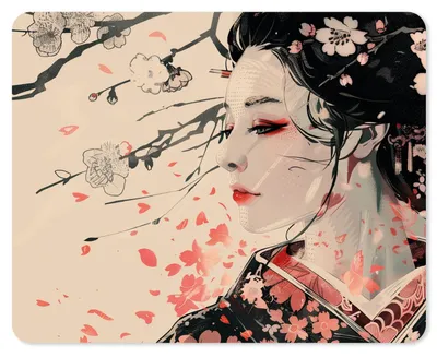 Image de Tapis de souris avec motif japonais | 24 x 19 cm | Tapis de souris standard | Antidérapant | Fleurs de cerisier | dv1524