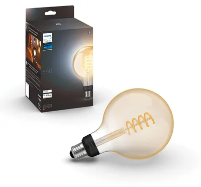 Obrázek produktu pro Philips Sada s 1 kusem kulové žárovky G125 E27 s tradičním vzhledem, Chytrá žárovka, Bluetooth/Zigbee, LED, E27, G125, Teplá bílá, Chladná bílá