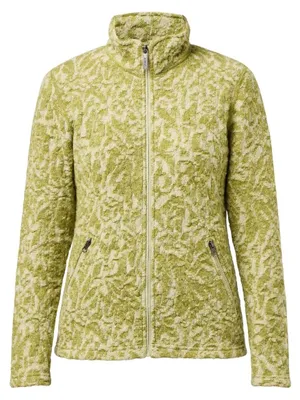 Produktbild von Ivanhoe Damen Wollstrickjacke mit Reißverschluss Tuva Jaquard Golden Lime - Grün