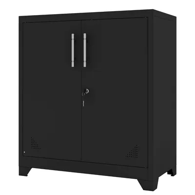 Produktbild von Aktenschrank Abschließbar mit Schlüssel, Stahlschrank mit 2 verstellbaren Fächern, Büroschrank, 80 x 40 x 90cm, Weiß