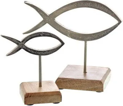 Produktbild von Fisch Alu/ Holz, vernickelt, ca. 13 x 7,5 x 14 cm