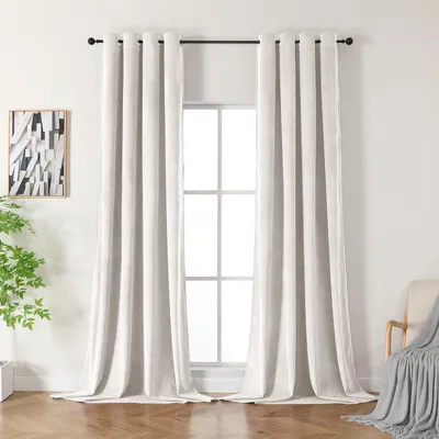 Produktbild von Solidchoice – Samtvorhänge mit Ösen – Set aus 2, Schwarz, Verdunkelungsfunktion