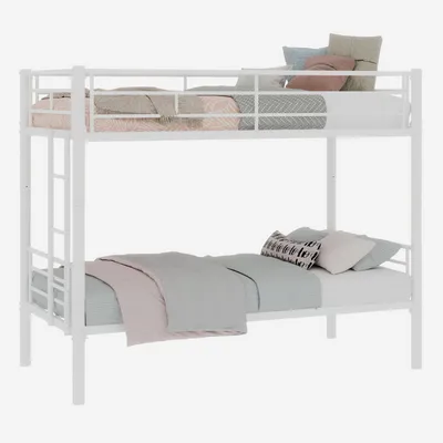Produktbild von Twin über Twin Metall Etagenbett für Kinder Jungen Mädchen, Metallstruktur Bettgestell mit Leitern & Geländer, Convertible 2 Betten