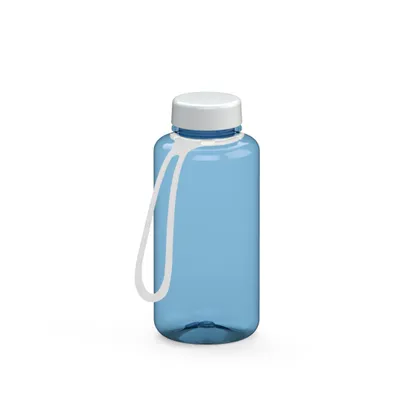 Produktbild von Trinkflasche "Refresh" 700 ml - Praktische Wasserflasche mit Silikonstrap - Auslaufsicher und ideal für Kinder - transluzent-blau/weiß