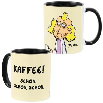 Produktbild von Ralph Ruthe Tasse Pete - Kaffee! Schön. Schön, schön. Kaffeetasse Becher aus Keramik Beige 320 ml