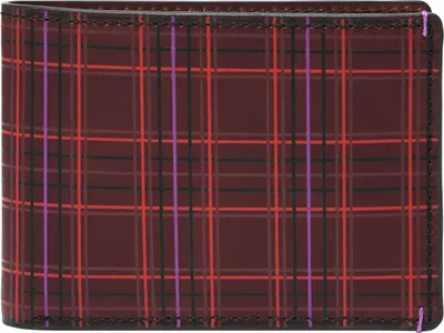 Imagen del producto de FOSSIL Cuero estuche de tarjetas Bronson Front Pocket Wallet Bifold Eggplant rojo