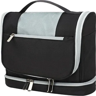 Produktbild von Kulturbeutel Groß Waschtasche,Camping Kosmetiktasche zum Aufhängen für Damen Herren, Schwarz