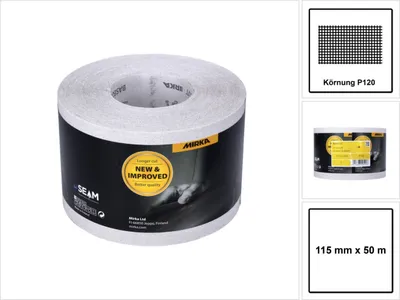 Produktbild von Mirka BASECUT Schleifpapier 115 mm x 50 m P120 Schleifrolle ( 2251100112N ) Universal Schleifpapier