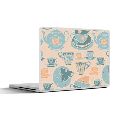 Produktbild von MuchoWow® Laptop Aufkleber Sticker Cover Muster - Vintage - Tasse - Tee 30x22 cm - Laptop-Sticker