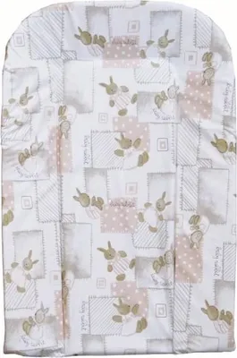 Obrázok produktu pre Prebaľovacia podložka, penová doska 70 cm x 44 cm, PVC, potlač s králikom, béžová