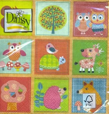 Obrázek produktu pro Ubrousky se zvířátky 33x33 cm, 20 kusů, 1 balení.