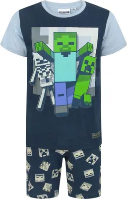 Produktbild von Minecraft - "Undead" Schlafanzug mit Shorts für Jungen NS7344 (128) (Blau)