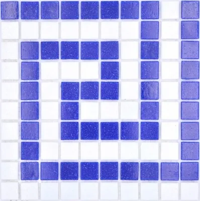 Produktbild von Mosaikfliese Bordüre Glas weiß dunkelblau papierverklebt Poolmosaik Schwimmbadmosaik MOSMB-BO16P_f