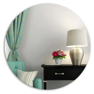 Image de Miroir mural rond en verre cristal, idéal pour les salles de bain et les salons