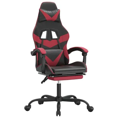 Produktbild von Gaming-Stuhl mit Fußstütze Schwarz und Weinrot Kunstleder