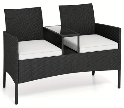Produktbild von Garten-Loungesofa – Gartenbank – Terrassensofa – Balkonbank – Zweisitzerbank – Wetterbeständiges PE-Rattan
