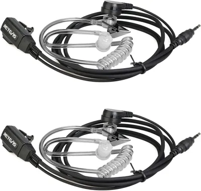 Image de Retevis 1-broches 2,5 mm talkie-walkie écouteurs, casque radio bidirectionnelle avec microphone, casque radio avec PTT compatible RB648 RT649 RT649P (2 pièces)