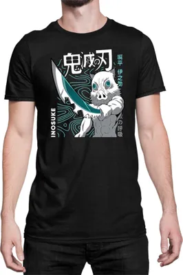 Produktbild von Herren T-Shirt Demon Anime Slayer Kimetsu No Yaiba Inosuke Hashibara 004, Man S / Schwarz