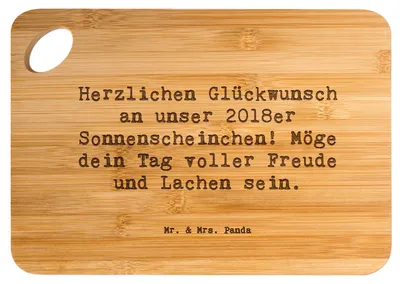 Produktbild von Mr. & Mrs. Panda Schneidebrett Spruch 2018 Geburtstag Sonnenscheinchen - Transparent - Geschenk, Frühstücksbrettchen, Hackbrett, vesperbrett, besonderes Jahr, Zuneigung