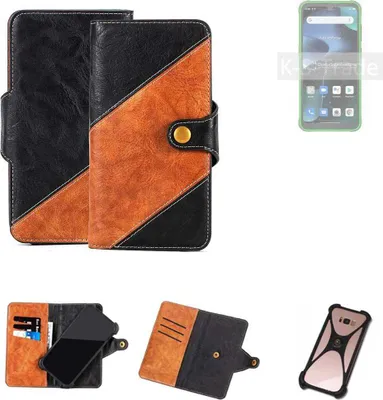 Produktbild von K-S-Trade Handyhülle Schutzhülle Bookstyle Case Wallet-Case kompatibel mit Blackview BV5200 Pro Handy Cover Bumper Klapphülle schwarz hellbraun 1x