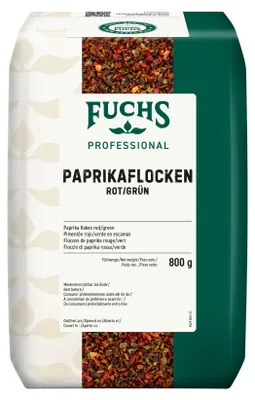 Image de Fuchs Foodservice Flocons de poivron rouge et vert paquet de 800g