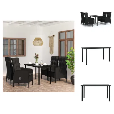 Image de vidaXL Ensemble de jardin 5 pièces avec coussins Noir - Ensemble de meubles de jardin