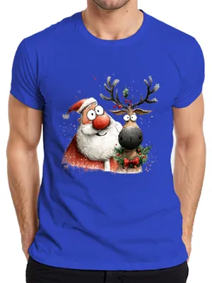 Produktbild von Weihnachtsmann Rentier Rudolph lustig Weihnachten Geschenk Herren T-Shirt, Blau, 3XL