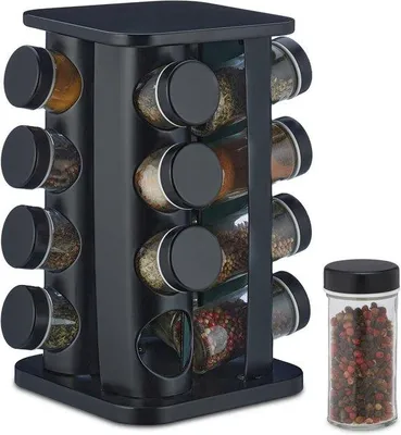Produktbild von Famanu Kräuterregal drehbar mit 16 Gläsern - Schwarz