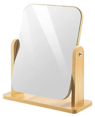 Kosmetikspiegel 360° drehbar, Holz, 22x17 cm, freistehend