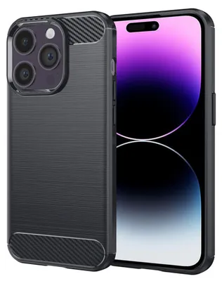 Produktbild von Techsuit Carbon Silicone Back Cover Hülle für Apple iPhone 14 Pro Max - Schwarz