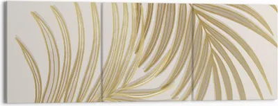 Produktbild von Bild auf Leinwand - Leinwandbild - 3 Teile - Golden Blätter Palmen - 150x50cm - Wand Bild - Wanddeko - Wandbilder - Leinwanddruck - Bilder - Wanddekoration - Leinwand bilder - Wandbild - CA150x50-4738