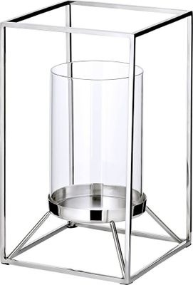 EDZARD Windlicht im 2er Set Marie (Höhe 25 cm), quadratisch, Edelstahl vernickelt, mit Glas, für Stumpenkerze ø 8 cm - Deko, Geschenkidee