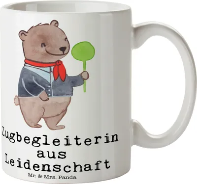 Produktbild von Mr. & Mrs. Panda Tasse Zugbegleiterin Leidenschaft - Weiß - Geschenk, Kaffeetasse, Trinkbecher, Becher, Keramiktasse, Kaffeebecher