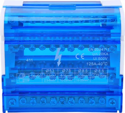 Immagine prodotto di 411 Scatola di distribuzione a morsettiera, guida DIN, 4 livelli, monofase, per elettrotecnica