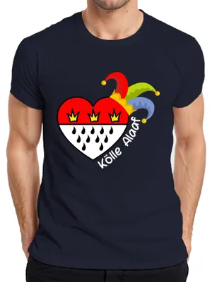 Productafbeelding van Kölle Alaaf Carnaval Keulen, Narrenmuts, Grappig cadeau, Heren T-shirt, Marineblauw, Maat L