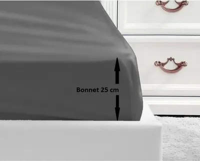 Produktbild von Spannbettlaken 90x190x25 cm, Dunkelgrau, 100% Baumwolle, 54 Fäden, Einzelbett,
