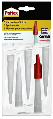 Produktbild von Pattex Kartuschenspitzen, Ersatzspitzen für Dichtstoffkartuschen, weiß/rot, 5 Stk.