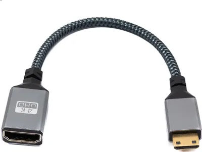 Produktbild von SYSTEM-S HDMI 1.4 Kabel 20 cm 4K UHD 60 Hz Mini Stecker zu Standard Buchse 85214399