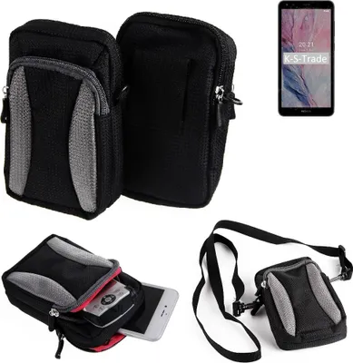 Produktbild von K-S-Trade Holster Schutz Hülle kompatibel mit Nokia C01 Plus Handy Hülle Gürteltasche Umhängetasche mit Zusatzfach schwarz