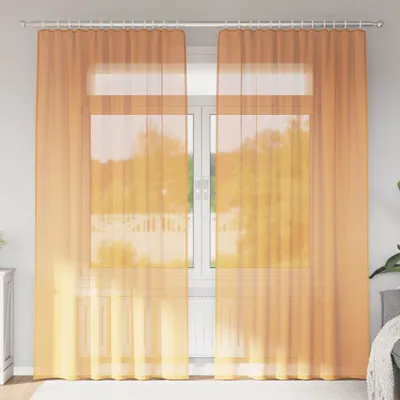 Image de "2025 "cloris Voile Rideaux avec passants 2 pcs. Orange 140x225 cm,Rideaux et voilages CHY40743