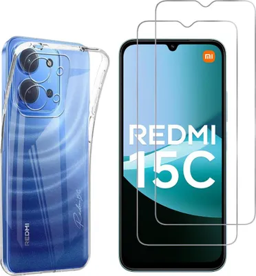 Produktbild von Hülle für Xiaomi Redmi 15C 4G mit 2 Displayschutzfolien aus Hartglas Phonillico®