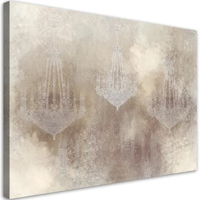Produktbild von Leinwandbild Kronleuchter 90x60 Feeby Beige bild für die wand bereit zum aufhängen