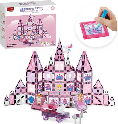 Zdjęcie produktu dla Magnetyczny zestaw konstrukcyjny Window Art Castle 126szt - płytki magnetyczne