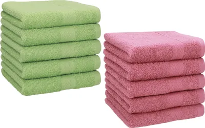 Produktbild von Betz 10 Stück Seiftücher 30x30 cm PREMIUM 100% Baumwolle Farbe: apfelgrün und altrosa