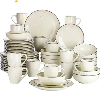 Produktbild von s Servierset – 32 Teile – für 8 Personen – aus Keramik – bestehend aus: Teller, Essteller, Dessertteller und Servierplatten